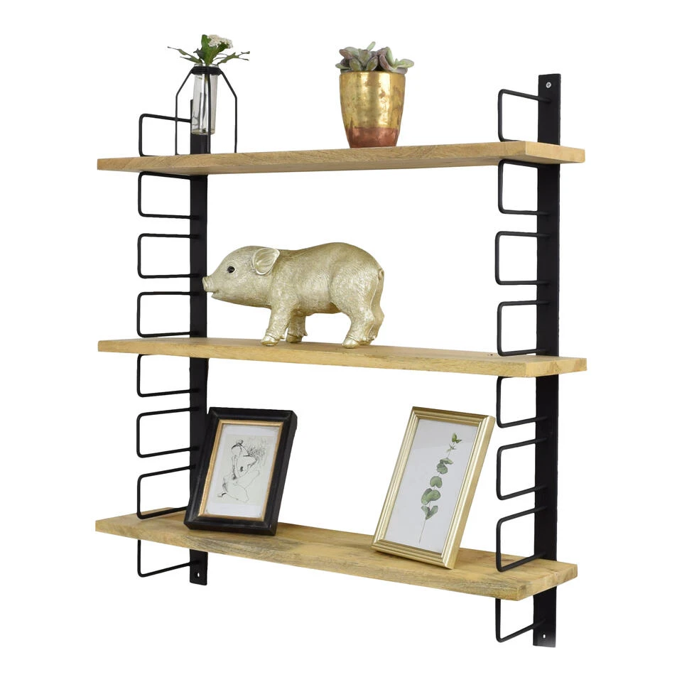 LOFT42 Wandrek - Mangohout – Metaal - 64x13x74 3 LOFT42 Wandrek - Mangohout – Metaal - 64x13x74