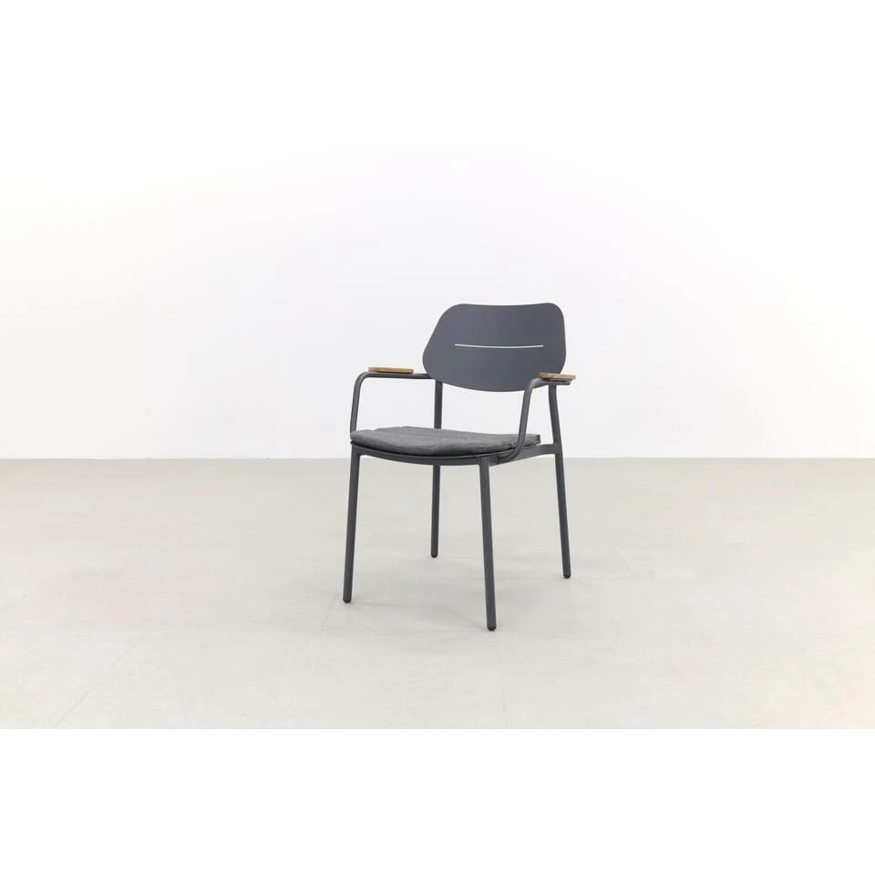 GreenChair Courage Dining Chair - Teak Armleuning - Antraciet 4 GreenChair Courage Dining Chair - Teak Armleuning - Antraciet - Afbeelding 2