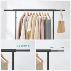 O’DADDY® Kledingrek 4 Wielen – Stabiel Tot 90kg - Garderoberek - Zwart -Tuinmeubel Winkel 1000064371 0103