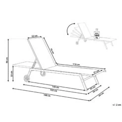 Beliani Tuinligstoel LEVANZO - Rood Staal, Textiel -Tuinmeubel Winkel 1000064588 0102