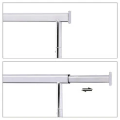 Mobiel Kledingrek - Verstelbaar - 1 Rail - Metaal - 160x92>132 Cm - Zilvergrijs 8 Mobiel Kledingrek - Verstelbaar - 1 Rail - Metaal - 160x92>132 Cm - Zilvergrijs -Tuinmeubel Winkel 1000066950 0102
