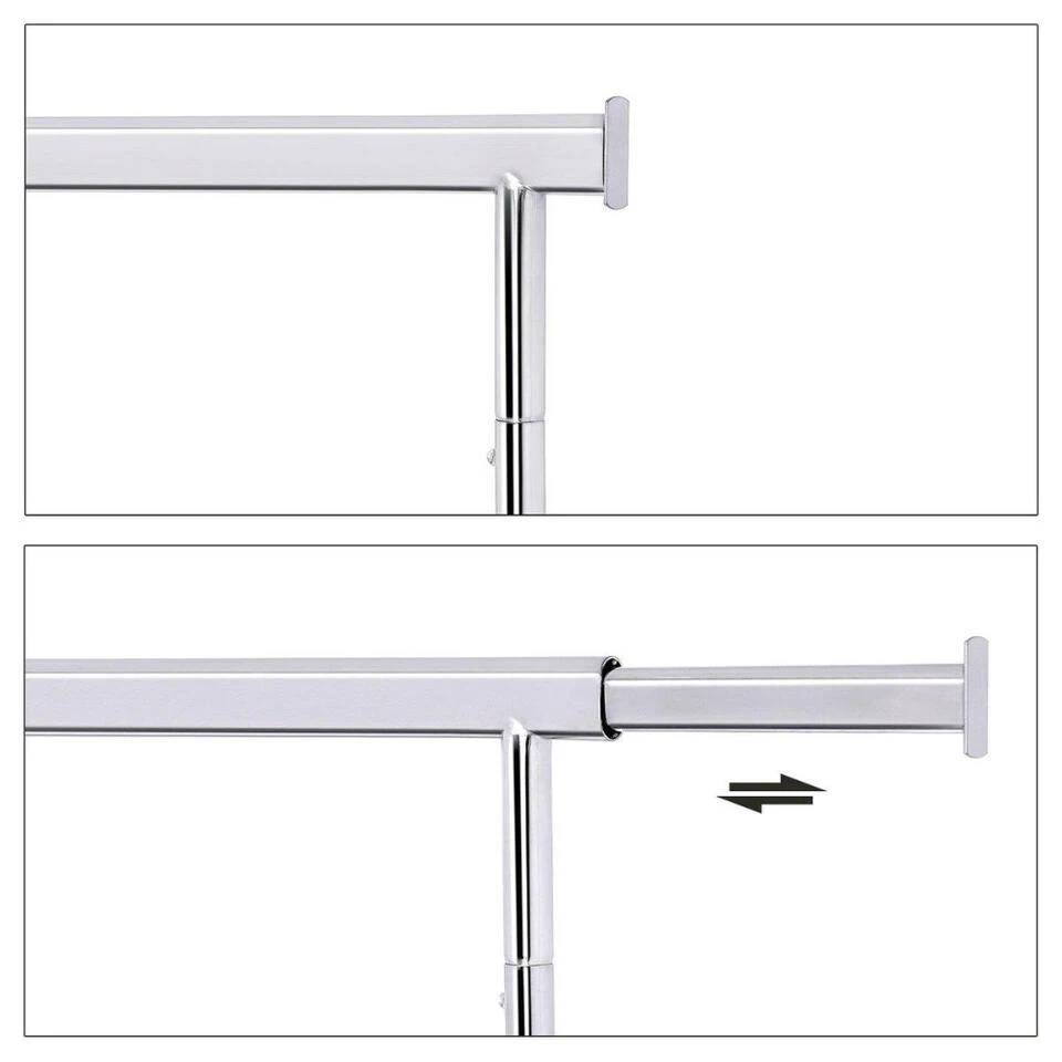 Mobiel Kledingrek - Verstelbaar - 1 Rail - Metaal - 160x92>132 Cm - Zilvergrijs 5 Mobiel Kledingrek - Verstelbaar - 1 Rail - Metaal - 160x92>132 Cm - Zilvergrijs - Afbeelding 3