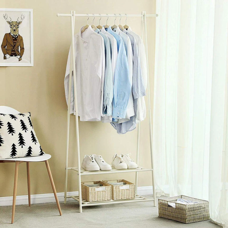 ACAZA Kledingrek - Metaal - Wit 4 ACAZA Kledingrek - Metaal - Wit - Afbeelding 2