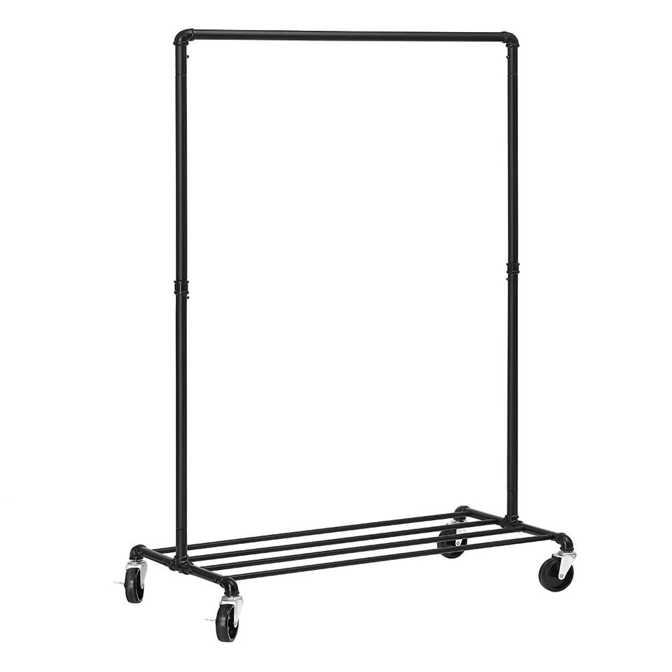 ACAZA Mobiel Kledingrek - 1 Rail - Zwart 4 ACAZA Mobiel Kledingrek - 1 Rail - Zwart - Afbeelding 2