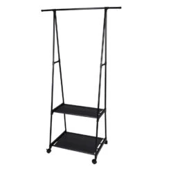 Storage Solutions Kledingrek Met Planken - Metaal - Wielen - Zwart 85x45x157cm