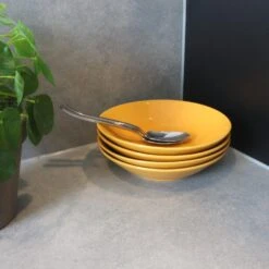 OTIX Diepe Borden Geel Pastaborden Soepborden 6 Stuks 20cm Aardewerk -Tuinmeubel Winkel 1000068740 0111