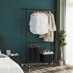 ACAZA Metalen Kledingrek Met Draagcapaciteit 110kg - Zwarte Kleur -Tuinmeubel Winkel 1000068778 0103