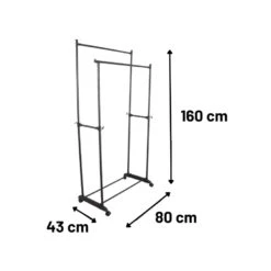 Orange85 Kledingrek Dubbel Op Wieltjes Zwart Metaal Garderoberek -Tuinmeubel Winkel 1000068871 0110