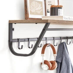 ACAZA Lange Kapstok Voor De Muur Of Wand - 90 Cm Lang - Essenhout Bruin -Tuinmeubel Winkel 1000068891 0102