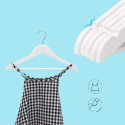 ACAZA Kinder Kledinghangers In Hout - Set Van 20 - 360° Draaibare Haak - Wit -Tuinmeubel Winkel 1000068936 0103