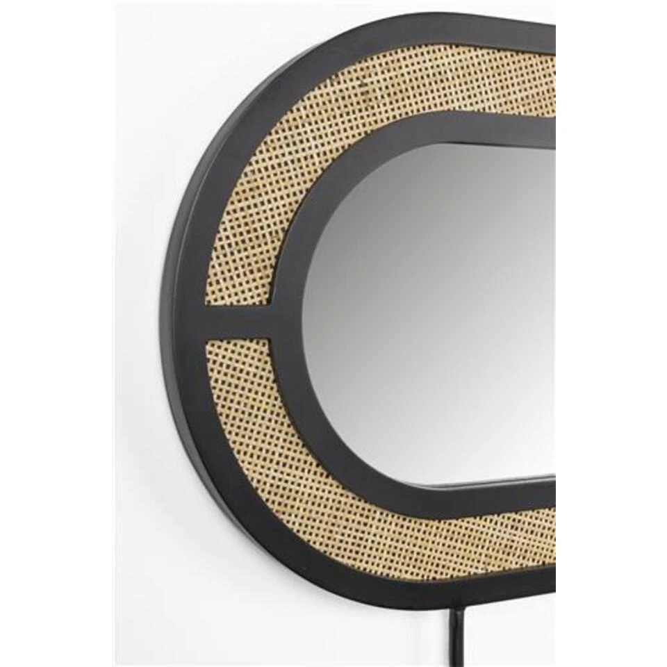 Giga Meubel Spiegelkapstok Zwart - Hout & Webbing - Kapstok Aida 4 Giga Meubel Spiegelkapstok Zwart - Hout & Webbing - Kapstok Aida - Afbeelding 2