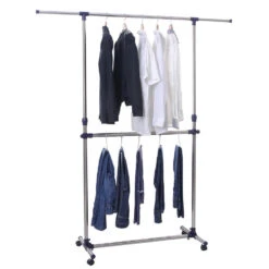 ACAZA Mobiel Kledingrek - Verstelbaar - 2 Rails - Zilvergrijs 8 ACAZA Mobiel Kledingrek - Verstelbaar - 2 Rails - Zilvergrijs -Tuinmeubel Winkel 1000069887 0102