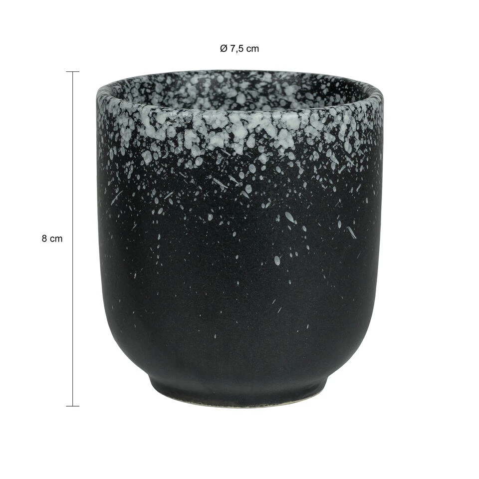 Krumble Koffie Mok - 200 Ml - Keramiek - Zwart Met Witte Spetters - Set Van 6 5 Krumble Koffie Mok - 200 Ml - Keramiek - Zwart Met Witte Spetters - Set Van 6 - Afbeelding 3