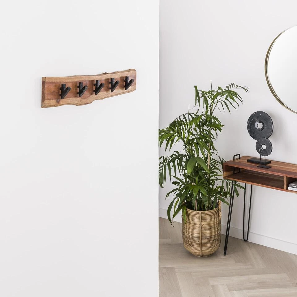 Industriële Kapstok Levi Massief Hout 5 Haken Horizontaal 9x60x15 Cm Hout 6 Industriële Kapstok Levi Massief Hout 5 Haken Horizontaal 9x60x15 Cm Hout - Afbeelding 4