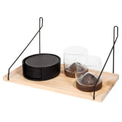 QUVIO Wandrekje Van Hout En Staal - Bruin En Zwart -Tuinmeubel Winkel 1000071511 0102