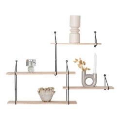 Giga Meubel Wandplank Naturel - Set Van 4 - Metaal & Hout - Wandplank Harlem -Tuinmeubel Winkel 1000071516 0102