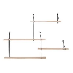 Giga Meubel Wandplank Naturel - Set Van 4 - Metaal & Hout - Wandplank Harlem