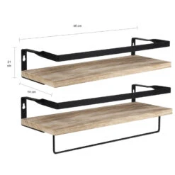 QUVIO Houten Wandplank Met Metalen Stang Voor Keuken -Tuinmeubel Winkel 1000071517 0102