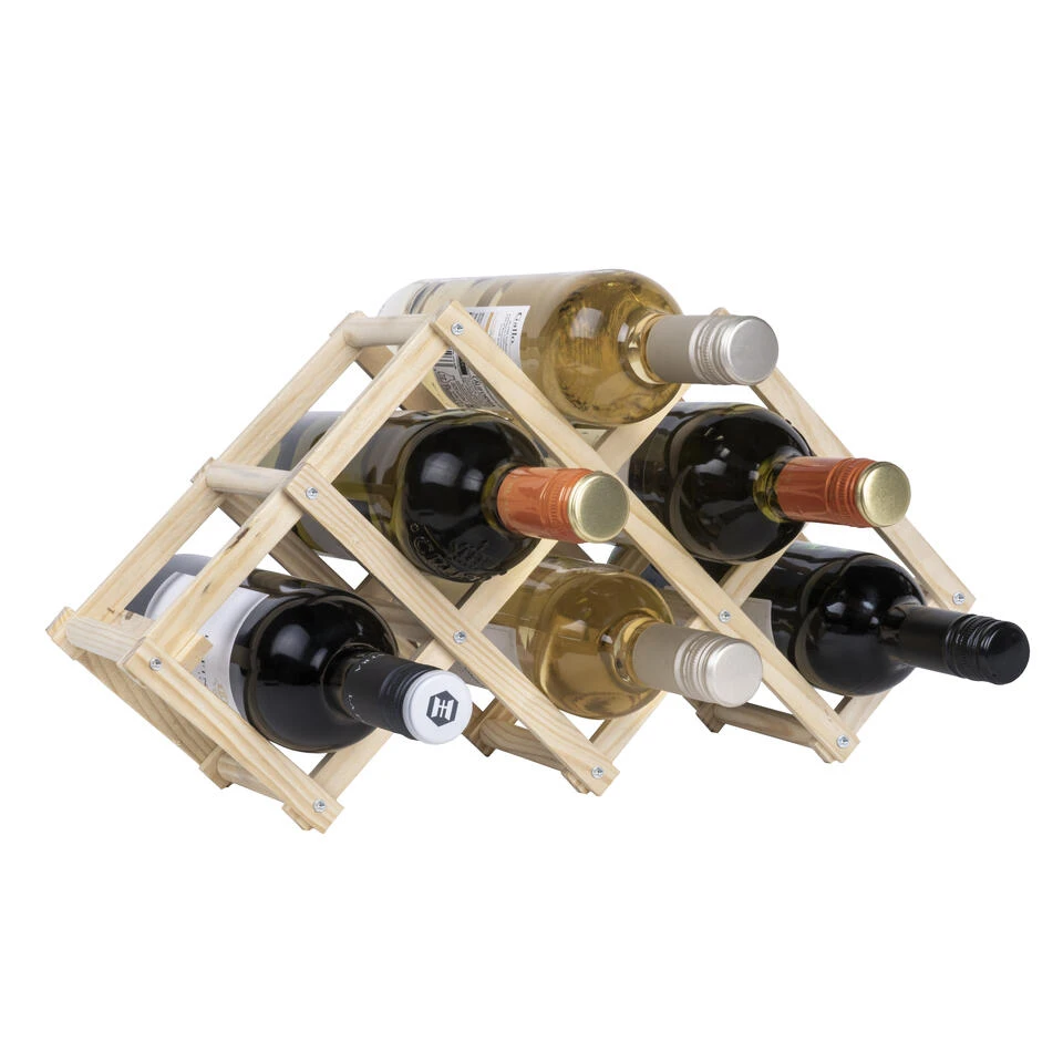 QUVIO Houten Wijnrek Voor 6 Flessen 3 QUVIO Houten Wijnrek Voor 6 Flessen
