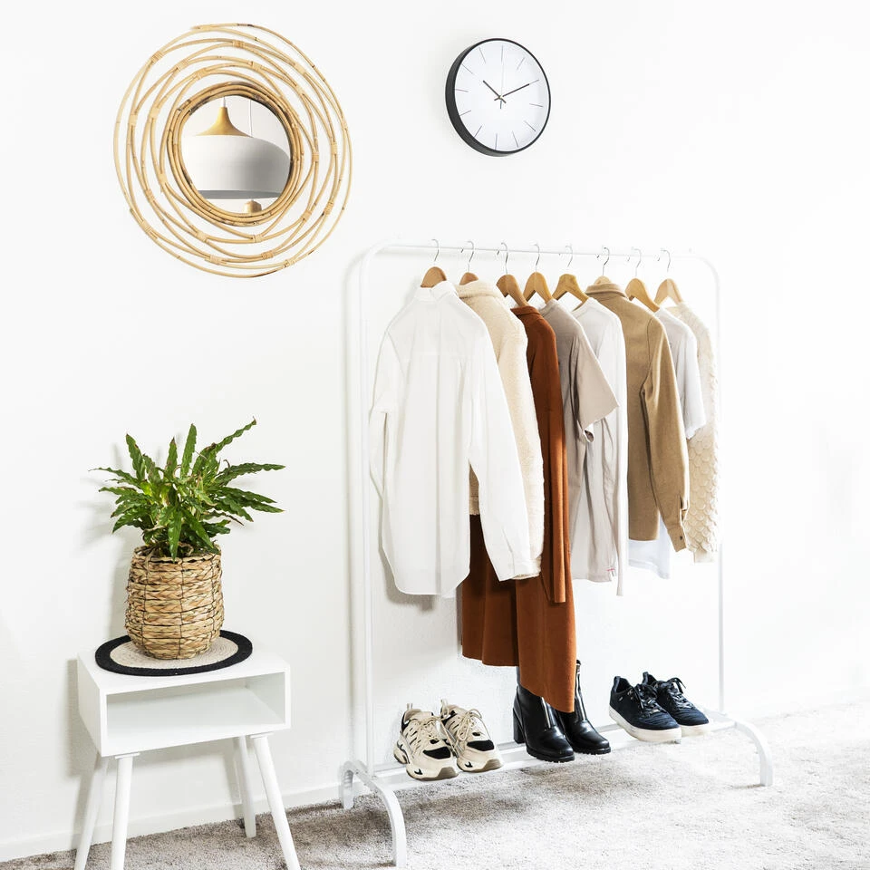 QUVIO Kledingrek Met Schoenen Opbergruimte - Wit 5 QUVIO Kledingrek Met Schoenen Opbergruimte - Wit - Afbeelding 3