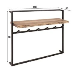 Industriële Kapstok Naomi 12 Haken Acaciahout Metaal 30x100x80 Cm Hout -Tuinmeubel Winkel 1000074805 0103