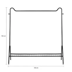 QUVIO Kledingrek Met Schoenen Opbergruimte - Metaal - Zwart 8 QUVIO Kledingrek Met Schoenen Opbergruimte - Metaal - Zwart -Tuinmeubel Winkel 1000077597 0102