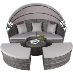 Tectake - Aluminium Wicker Ligbed - Grijs -Tuinmeubel Winkel 1000077836 0102