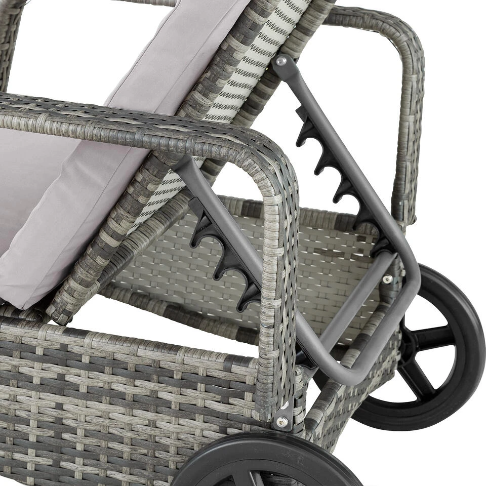 Tectake - Wicker Ligbed Cassis Ligstoel Zonnebed - Grijs 6 Tectake - Wicker Ligbed Cassis Ligstoel Zonnebed - Grijs - Afbeelding 4