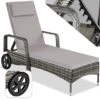 Tectake - Wicker Ligbed Cassis Ligstoel Zonnebed - Grijs -Tuinmeubel Winkel 1000077840