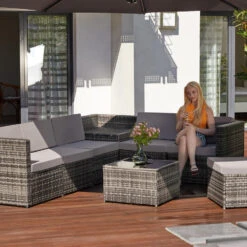 Tectake - Wicker Loungeset Verona Zwart -Tuinmeubel Winkel 1000077852 0102