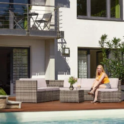 Tectake - Wicker Loungeset Verona Zwart -Tuinmeubel Winkel 1000077852 0103