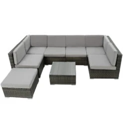 Tectake - Loungeset Venetië - Wicker - Grijs -Tuinmeubel Winkel 1000077868 0102