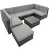 Tectake - Loungeset Venetië - Wicker - Grijs -Tuinmeubel Winkel 1000077868