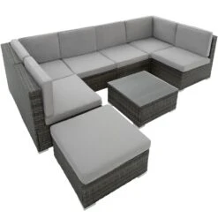 Tectake - Loungeset Venetië - Wicker - Grijs
