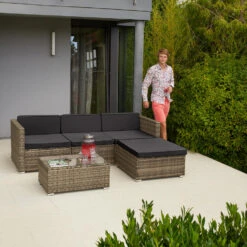 Tectake - Loungeset Florenz - Wicker - Naturel 7 Tectake - Loungeset Florenz - Wicker - Naturel -Tuinmeubel Winkel 1000077899 0101