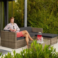 Tectake - Loungeset Florenz - Wicker - Naturel 8 Tectake - Loungeset Florenz - Wicker - Naturel -Tuinmeubel Winkel 1000077899 0102