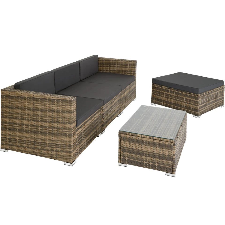 Tectake - Loungeset Florenz - Wicker - Naturel 6 Tectake - Loungeset Florenz - Wicker - Naturel - Afbeelding 4