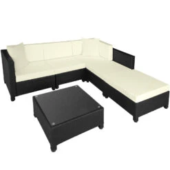 Tectake - Loungeset Met Tafel - Incl. 2 Overtreksets - Zwart -Tuinmeubel Winkel 1000077903 0102