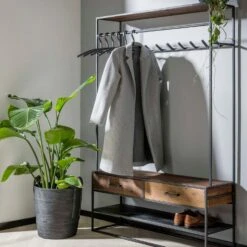 Garderobe Kapstok Brent 35x120x180cm - Hout - Grijs 7 Garderobe Kapstok Brent 35x120x180cm - Hout - Grijs -Tuinmeubel Winkel 1000080538 0101