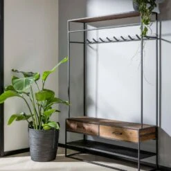 Garderobe Kapstok Brent 35x120x180cm - Hout - Grijs 8 Garderobe Kapstok Brent 35x120x180cm - Hout - Grijs -Tuinmeubel Winkel 1000080538 0102