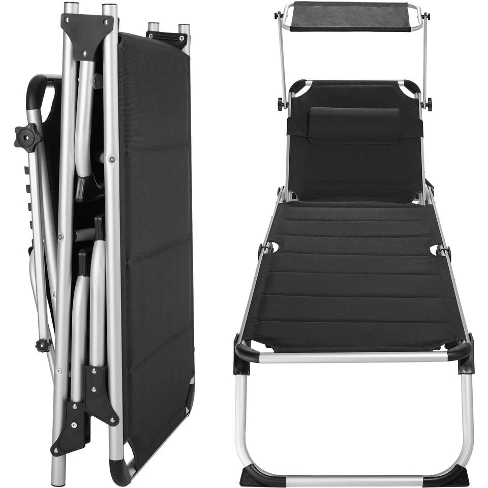 Tectake -ligbed Lorella - Aluminium- Incl. Verwisselbaar Hoofdkussen-zwart 5 Tectake -ligbed Lorella - Aluminium- Incl. Verwisselbaar Hoofdkussen-zwart - Afbeelding 3