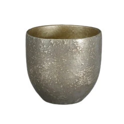 Mica Decorations Plantenpot - Terracotta - Zwart/goud - D16/H14 Cm