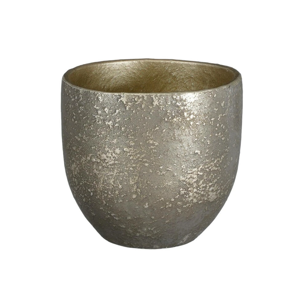 Mica Decorations Plantenpot - Terracotta - Zwart/goud - D16/H14 Cm 3 Mica Decorations Plantenpot - Terracotta - Zwart/goud - D16/H14 Cm