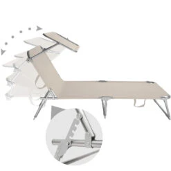 Tectake - Ligbed Met Zonnedak Beige 8 Tectake - Ligbed Met Zonnedak Beige -Tuinmeubel Winkel 1000083093 0102