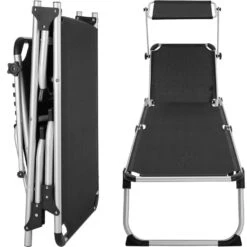 Tectake - Ligbed Zonnestoel Aurelie - Zwart -Tuinmeubel Winkel 1000083094 0103