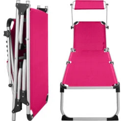 Tectake - Ligbed Zonnestoel Aurelie - Pink -Tuinmeubel Winkel 1000083104 0103