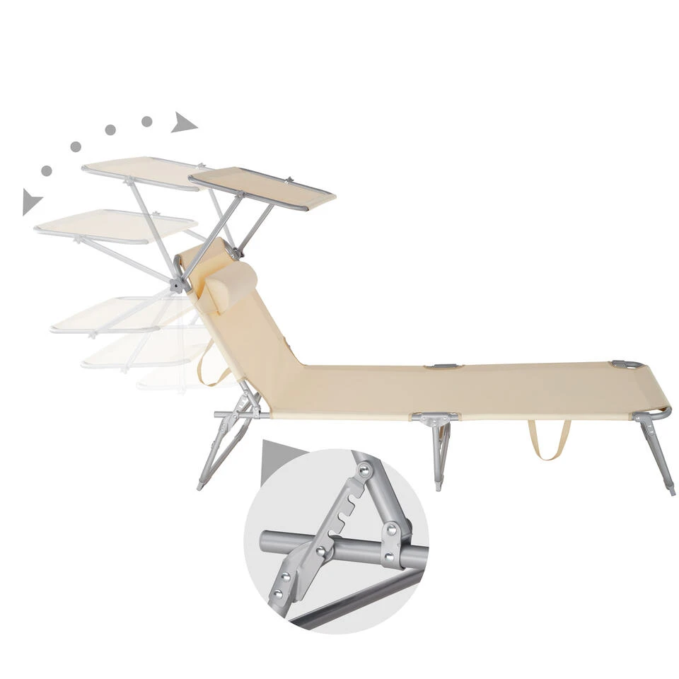 Tectake - Zonnestoel Chloé - Set Van 2 Ligbedden - Beige 6 Tectake - Zonnestoel Chloé - Set Van 2 Ligbedden - Beige - Afbeelding 4