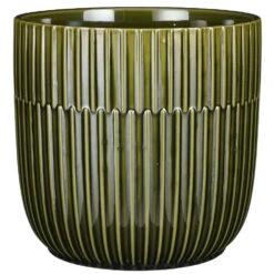 Mica Decorations Plantenpot - Keramiek Glans Donkergroen - D19/H18 Cm