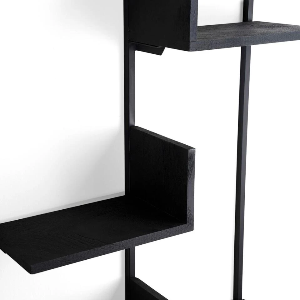 Industrieel Wandrek Jane - Mangohout Zwart 120x20x60 Cm 4 Industrieel Wandrek Jane - Mangohout Zwart 120x20x60 Cm - Afbeelding 2