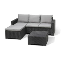 Allibert California ChaiseLongue Loungeset - 3-4 Personen - Grijs